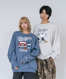 【PEANUTS/ピーナッツ】【ユニセックスデザインでリンクコーデにも◎】MLB×PEANUTS 裏起毛トレーナー 保温 キャラクター ドジャース ヤンキース パイレーツ