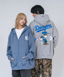 【PEANUTS/ピーナッツ】【ユニセックスデザインでリンクコーデにも◎】MLB×PEANUTS 裏起毛ジップパーカー 保温 キャラクター ドジャース ヤンキース ホワイトソックス