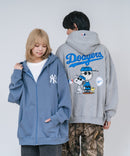 【PEANUTS/ピーナッツ】【ユニセックスデザインでリンクコーデにも◎】MLB×PEANUTS 裏起毛ジップパーカー 保温 キャラクター ドジャース ヤンキース ホワイトソックス