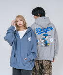【PEANUTS/ピーナッツ】【ユニセックスデザインでリンクコーデにも◎】MLB×PEANUTS 裏起毛ジップパーカー 保温 キャラクター ドジャース ヤンキース ホワイトソックス