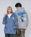 【PEANUTS/ピーナッツ】【ユニセックスデザインでリンクコーデにも◎】MLB×PEANUTS 裏起毛ジップパーカー 保温 キャラクター ドジャース ヤンキース ホワイトソックス