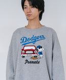 【PEANUTS/ピーナッツ】【ユニセックスデザインでリンクコーデにも◎】MLB×PEANUTS 裏起毛トレーナー 保温 キャラクター ドジャース ヤンキース パイレーツ