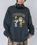【PEANUTS/ピーナッツ】【ユニセックスデザインでリンクコーデにも◎】MLB×PEANUTS 裏起毛トレーナー 保温 キャラクター ドジャース ヤンキース パイレーツ