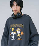 【PEANUTS/ピーナッツ】【ユニセックスデザインでリンクコーデにも◎】MLB×PEANUTS 裏起毛トレーナー 保温 キャラクター ドジャース ヤンキース パイレーツ