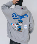 【PEANUTS/ピーナッツ】【ユニセックスデザインでリンクコーデにも◎】MLB×PEANUTS 裏起毛ジップパーカー 保温 キャラクター ドジャース ヤンキース ホワイトソックス