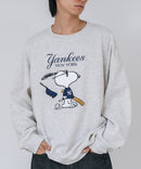 【PEANUTS/ピーナッツ】【ユニセックスデザインでリンクコーデにも◎】MLB×PEANUTS 裏起毛トレーナー 保温 キャラクター ドジャース ヤンキース パイレーツ