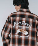 【BEN DAVIS/ベンデイビス】【綿100% ソフトな風合いで着心地◎】バック刺繍ネルチェックシャツ レギュラーカラー 大人カジュアル アメカジ 羽織り ユニセックス