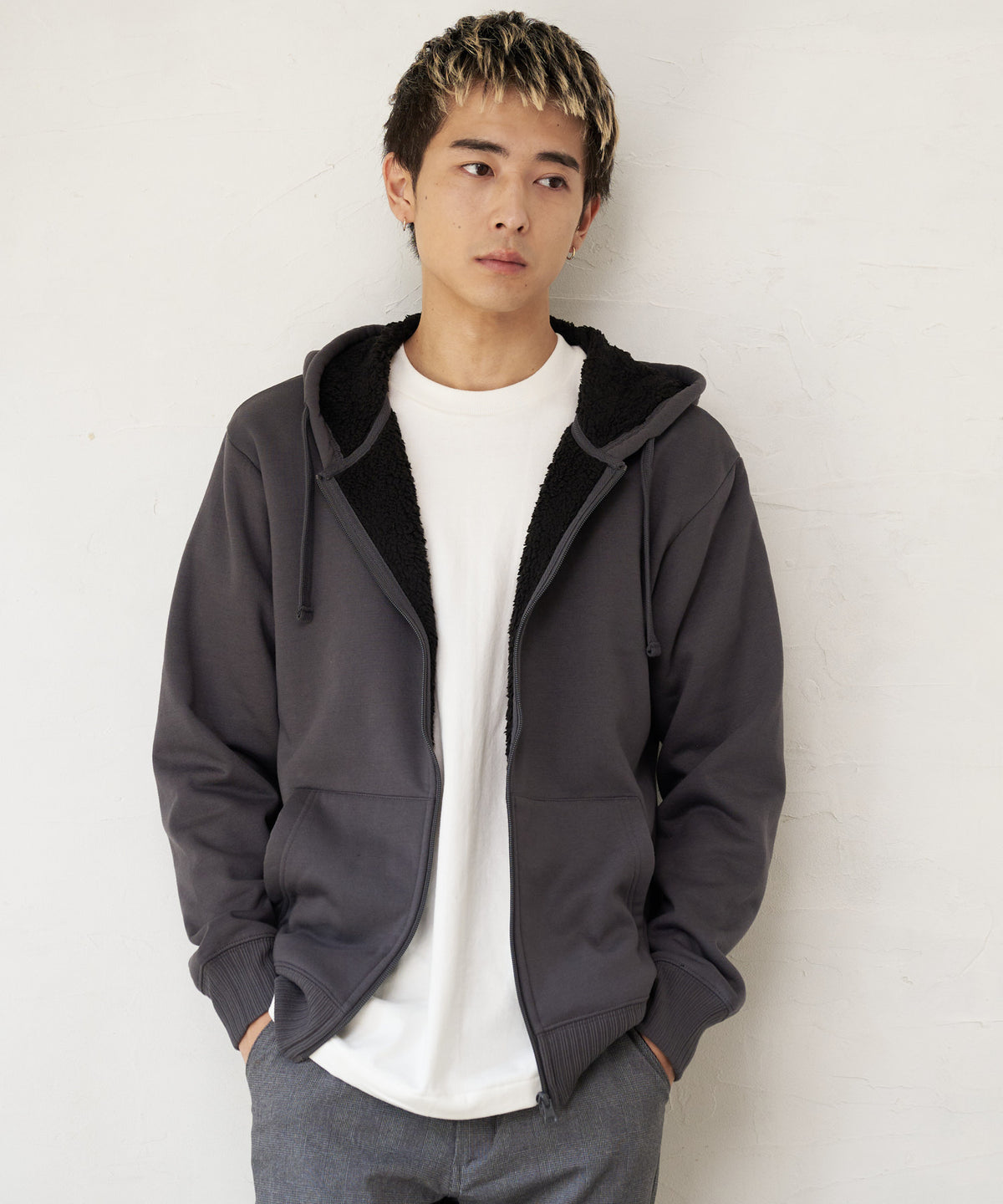 裏ボア フルジップ パーカー ふんわり あたたかい 厚手 防寒 部屋着 秋冬