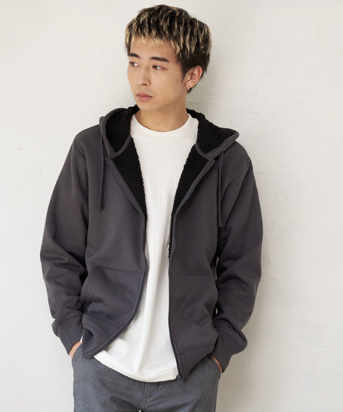 裏ボア フルジップ パーカー ふんわり あたたかい 厚手 防寒 部屋着 秋冬