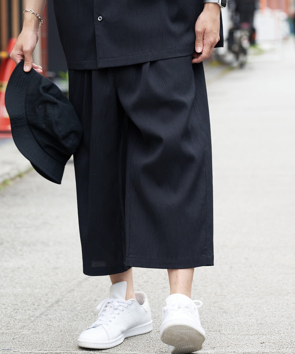 ドライタッチ 吸水速乾 ストレッチ楊柳クロップドパンツ BLUE STANDARD