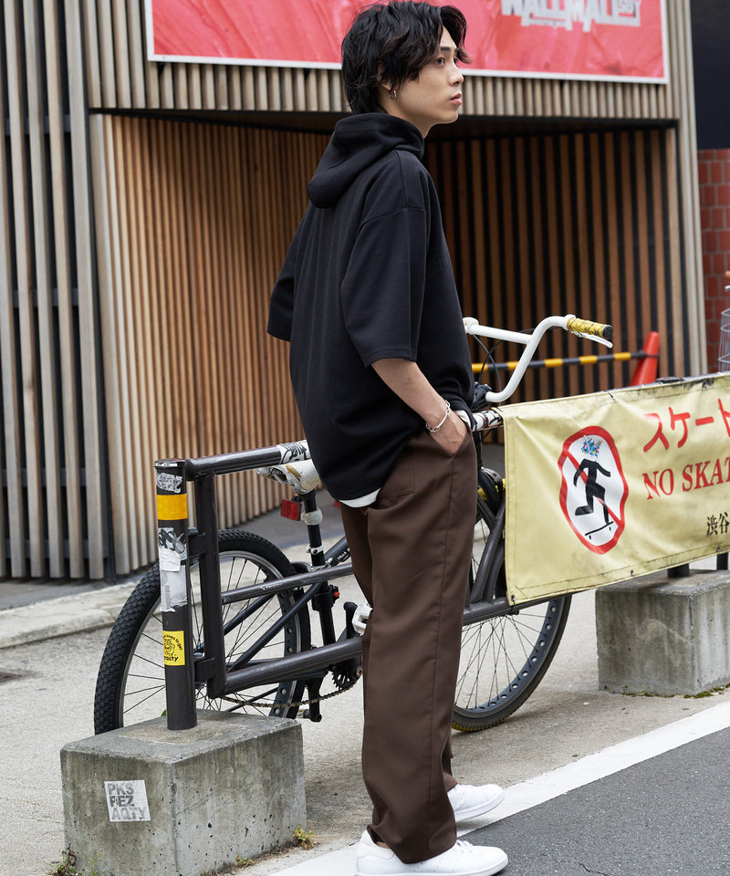 ポンチ フェイク レイヤード 7分袖 Tパーカー カットソー 接触冷感 吸水速乾 BLUE STANDARD ブルースタンダード