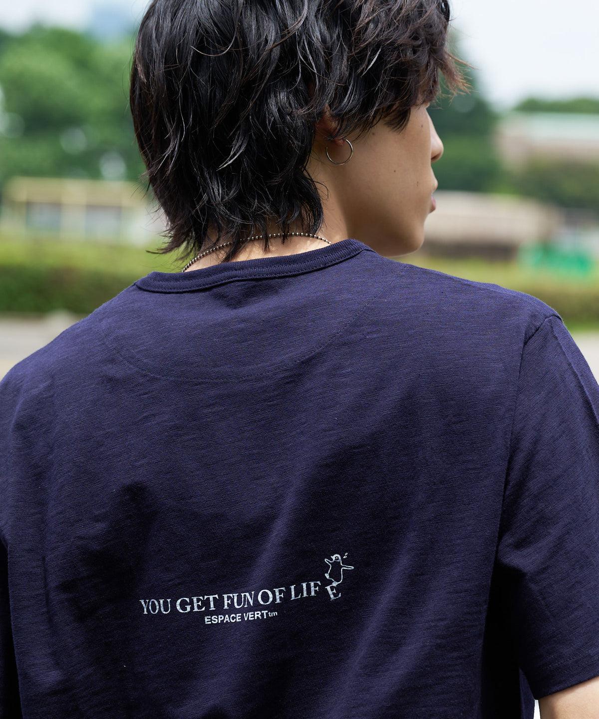 ペンギン プリント Tシャツ スラブ さらさら BLUE STANDARD