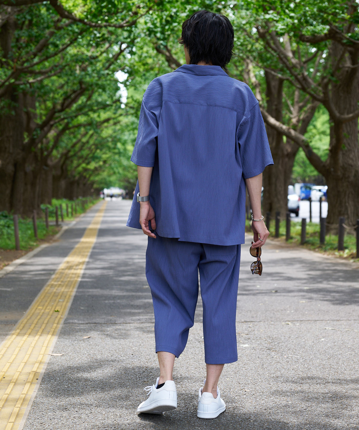 ドライタッチ 吸水速乾 ストレッチ楊柳クロップドパンツ BLUE STANDARD