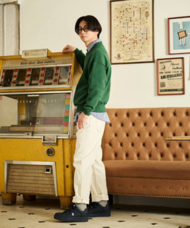 【U.S. POLO ASSN./ユーエスポロアッスン】厚底ボリュームソール ワンポイント ローカットスニーカー