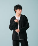 【KAITEKI+】ドライタッチ 吸水 速乾 ストレッチ イージーケア ドライリップル ボタン カーディガン  快適 カイテキ