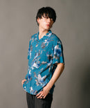 接触冷感 総柄 アロハシャツ レーヨン100％ オープンカラー 開襟 ストリート モード カジュアル 夏服  UNIIT ユニット