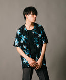 接触冷感 総柄 アロハシャツ レーヨン100％ オープンカラー 開襟 ストリート モード カジュアル 夏服  UNIIT ユニット