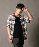 接触冷感 総柄 アロハシャツ レーヨン100％ オープンカラー 開襟 ストリート モード カジュアル 夏服  UNIIT ユニット