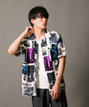 接触冷感 総柄 アロハシャツ レーヨン100％ オープンカラー 開襟 ストリート モード カジュアル 夏服  UNIIT ユニット