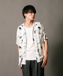 接触冷感 総柄 アロハシャツ レーヨン100％ オープンカラー 開襟 ストリート モード カジュアル 夏服  UNIIT ユニット
