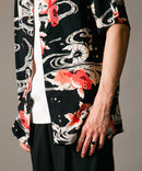 接触冷感 総柄 アロハシャツ レーヨン100％ オープンカラー 開襟 ストリート モード カジュアル 夏服  UNIIT ユニット