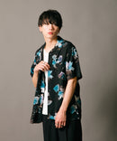接触冷感 総柄 アロハシャツ レーヨン100％ オープンカラー 開襟 ストリート モード カジュアル 夏服  UNIIT ユニット