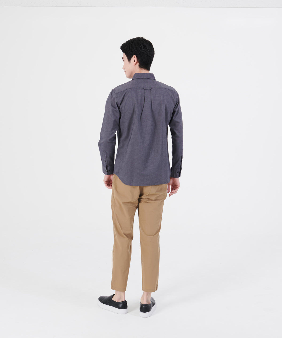 ラクケア イージーケア オックス ボタンダウン シャツ 定番 BLUE