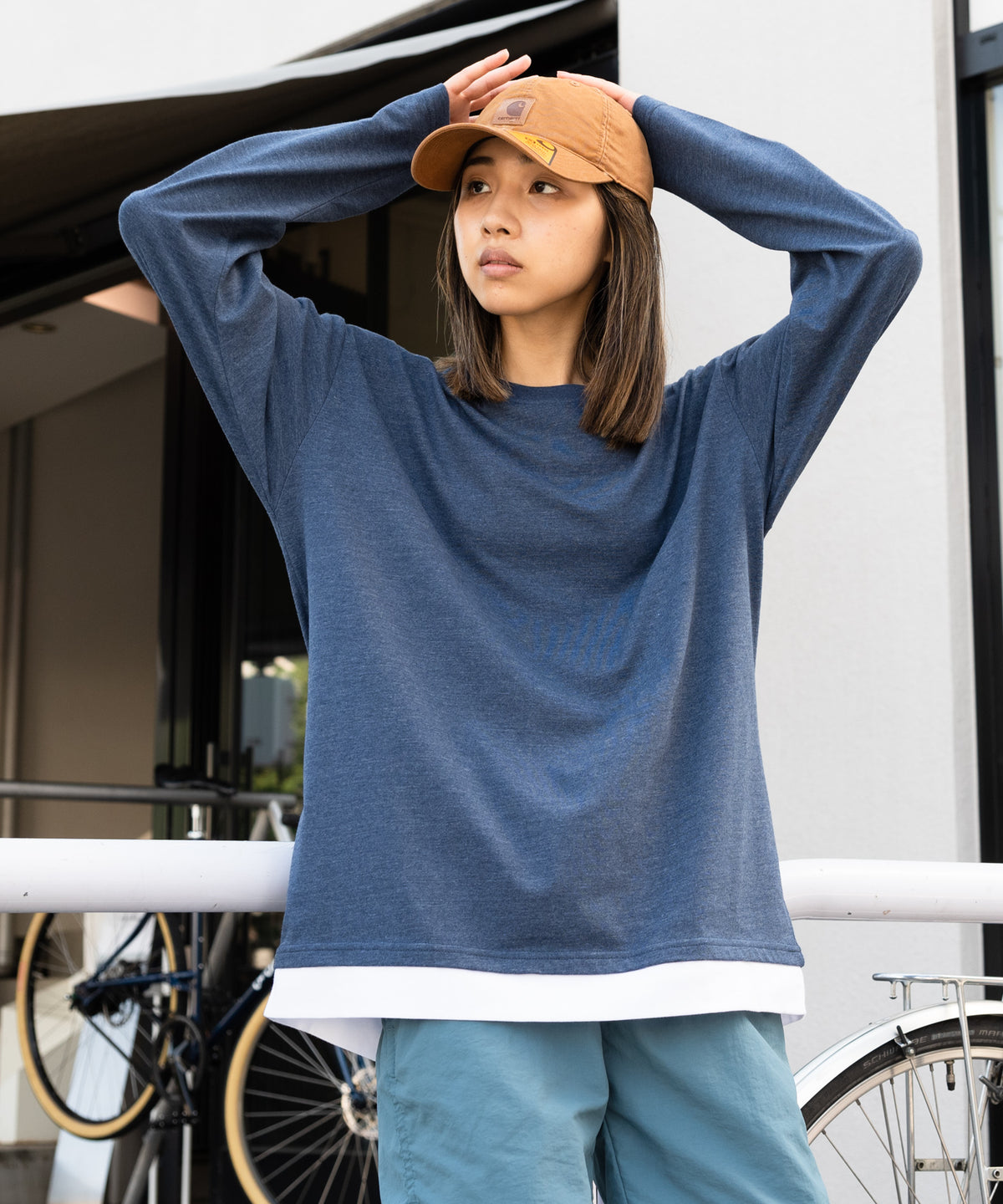 汗染み 目立ちにくい ZEROSTAIN 重ね着風 ロング Tシャツ 長袖 汗染み 目立ちにくい ZEROSTAIN 重ね着風 ロング Tシャツ 長袖