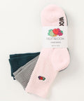 シンプル 刺繍 カラー クオーターソックス 靴下 3足組　レディース