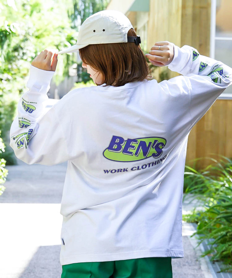 袖 プリント ロング Tシャツ BEN DAVIS