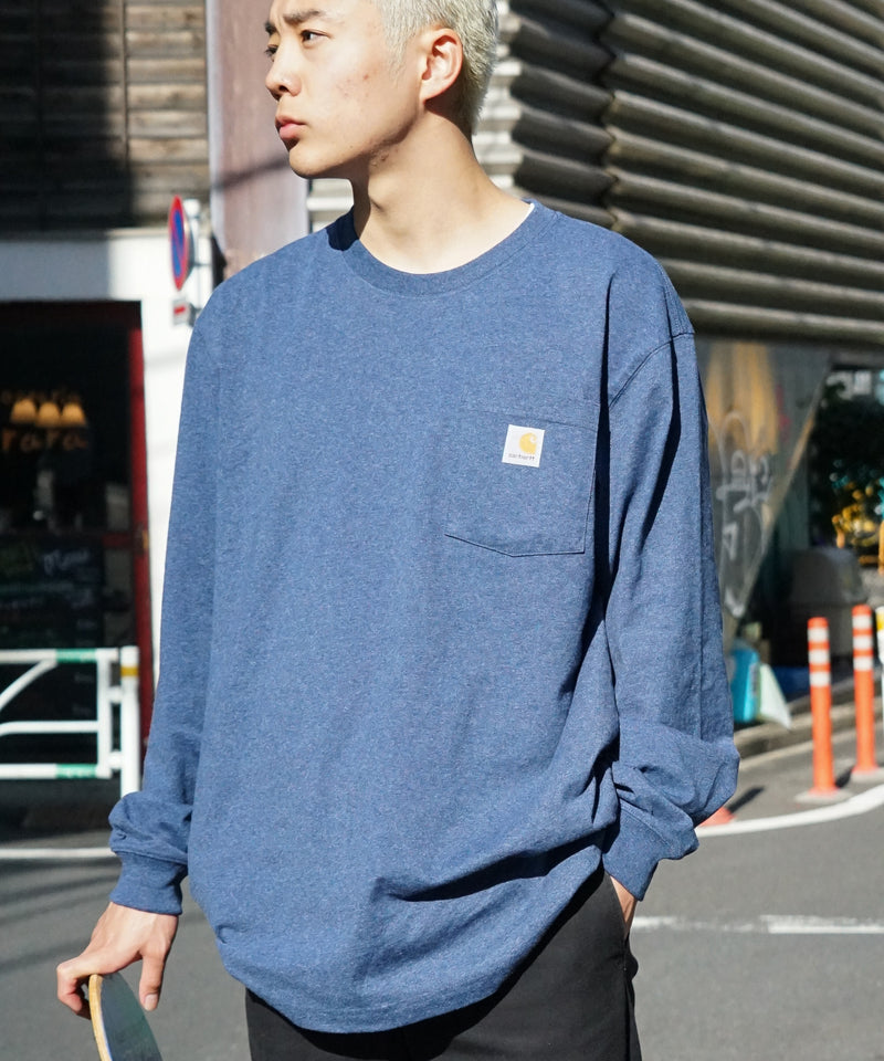 【公式通販限定取扱商品】CARHARTT カーハート Workwear Pocket LS T-Shirt ワンポイント ポケット ロンT ビッグ シルエット ロングスリーブTシャツ 長袖 K126