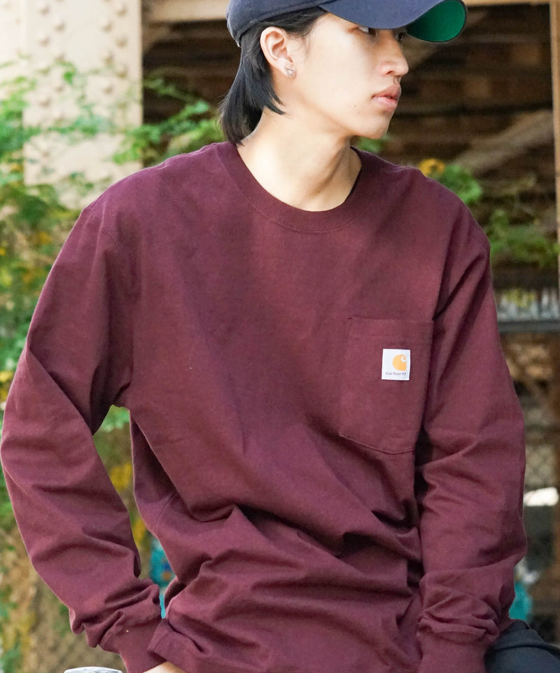 【公式通販限定取扱商品】CARHARTT カーハート Workwear Pocket LS T-Shirt ワンポイント ポケット ロンT ビッグ シルエット ロングスリーブTシャツ 長袖 K126