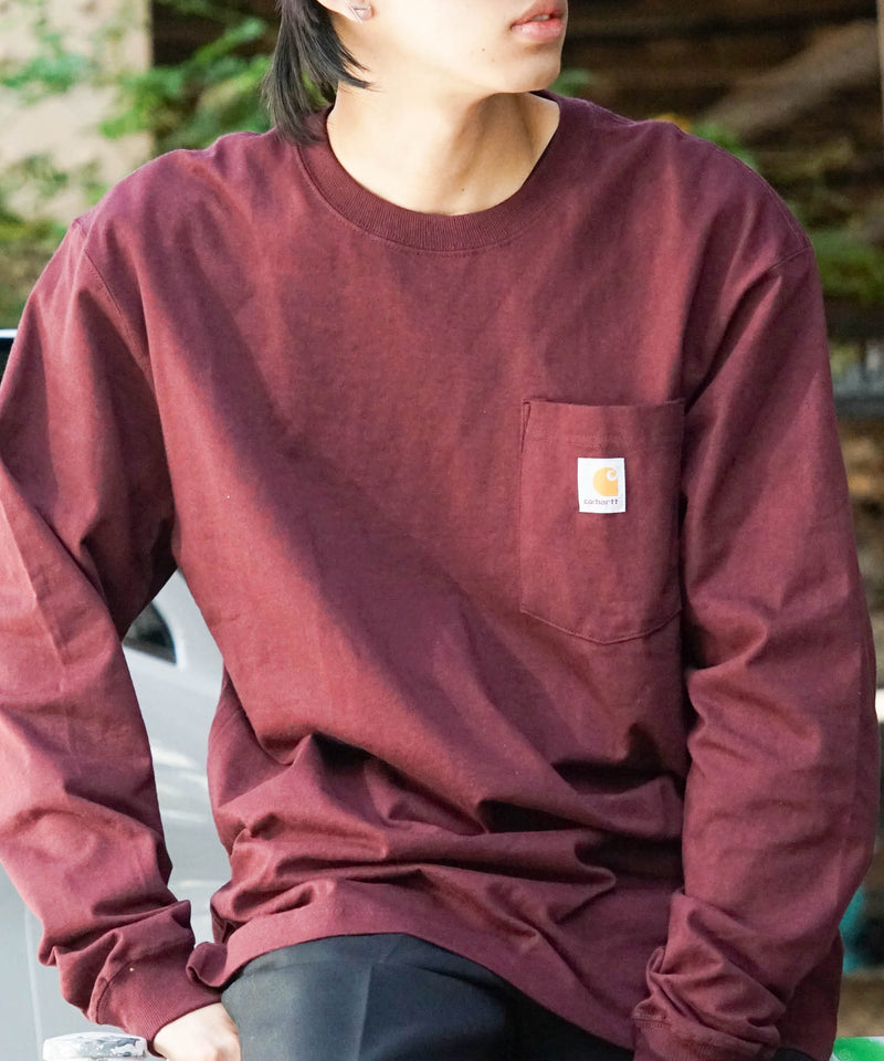 【公式通販限定取扱商品】CARHARTT カーハート Workwear Pocket LS T-Shirt ワンポイント ポケット ロンT ビッグ シルエット ロングスリーブTシャツ 長袖 K126