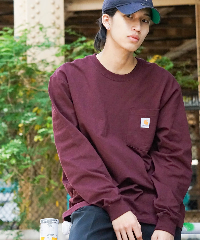 【公式通販限定取扱商品】CARHARTT カーハート Workwear Pocket LS T-Shirt ワンポイント ポケット ロンT ビッグ シルエット ロングスリーブTシャツ 長袖 K126
