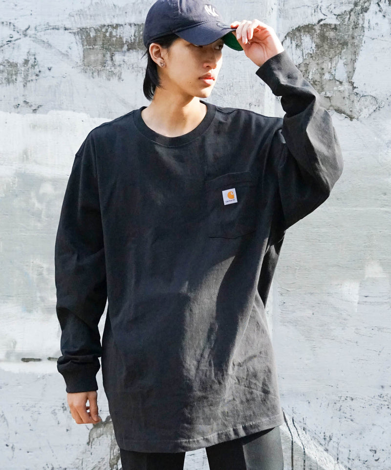 【公式通販限定取扱商品】CARHARTT カーハート Workwear Pocket LS T-Shirt ワンポイント ポケット ロンT ビッグ シルエット ロングスリーブTシャツ 長袖 K126