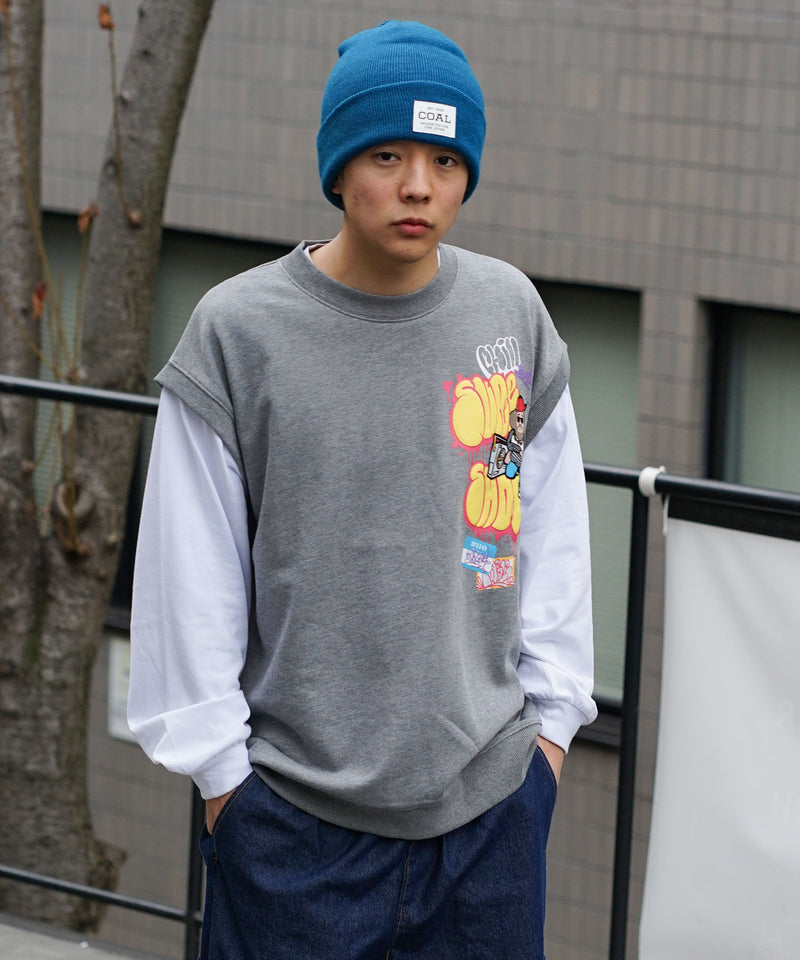 【プリント パーカー】新品 グレー スケーター ストリート ファッション