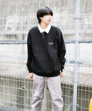 バッグ ロゴ  胸 ワッペン 裏起毛 襟付き スウェット ラガーシャツ タイプ BEN DAVIS