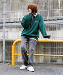 バッグ ロゴ  胸 ワッペン 裏起毛 襟付き スウェット ラガーシャツ タイプ BEN DAVIS