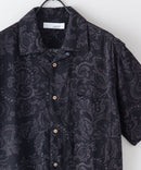 接触冷感 総柄 アロハシャツ レーヨン100％ オープンカラー 開襟 ストリート モード カジュアル 夏服  UNIIT ユニット