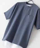 梨地 Tシャツ 裾ラウンド タンクトップ 2点セット ブルー ❘ジーンズメイト公式オンラインショップ