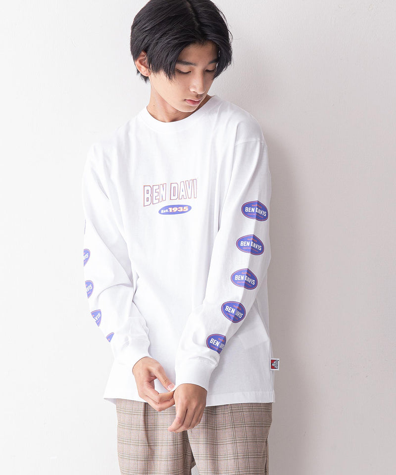 袖プリントロゴ ロングTシャツ