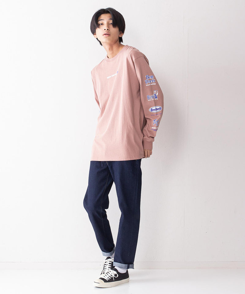 袖プリントロゴ ロングTシャツ