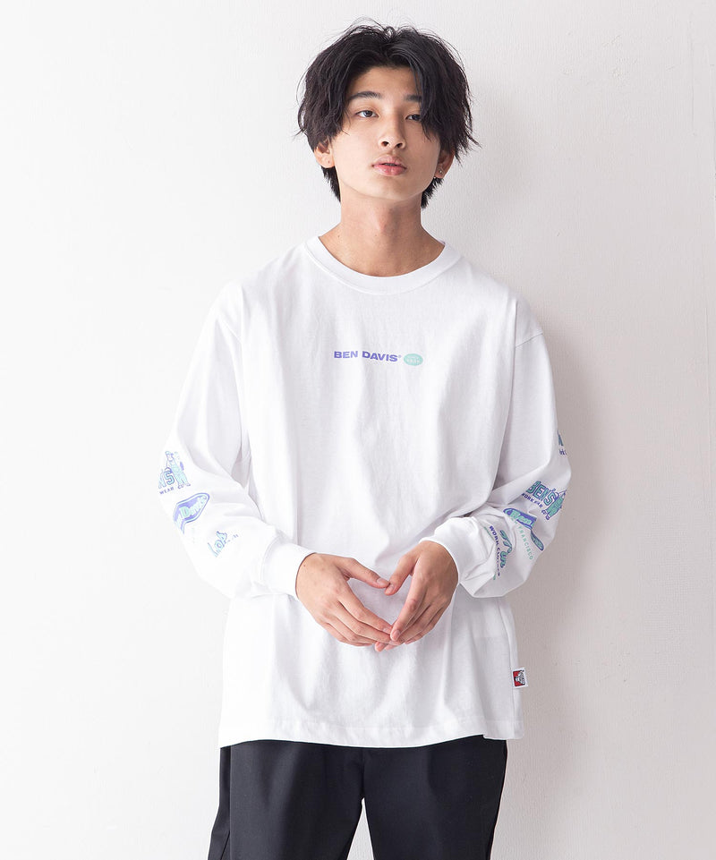 袖プリントロゴ ロングTシャツ