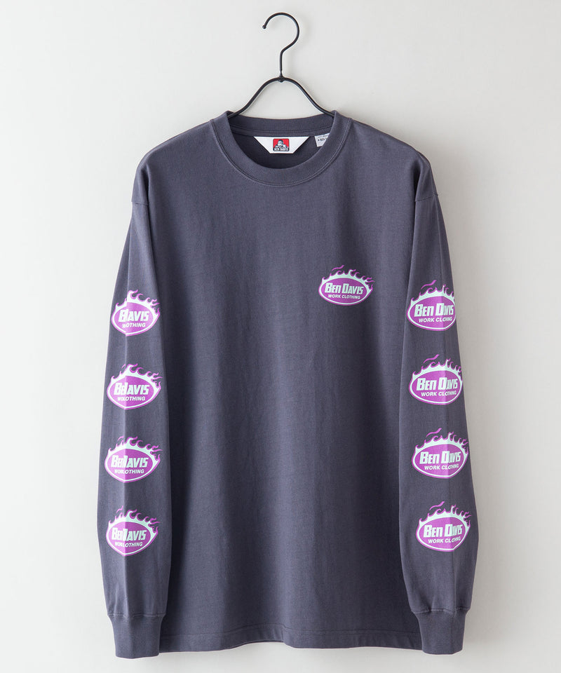 袖 プリント ロング Tシャツ BEN DAVIS