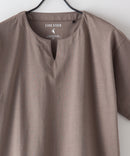 汗染み 目立ちにくい Tシャツ ゼロステイン ZERO STAIN スラブ キーネック Tシャツ ブラウン ❘ジーンズメイト公式オンラインショップ