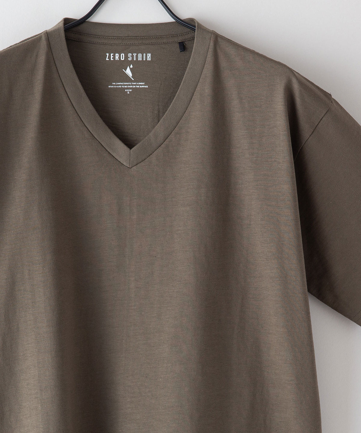 サルセーション VネックTシャツ Mサイズ ブラウン 汗染み 目立ちにくい Tシャツ ZERO STAIN スラブ Vネック Tシャツ