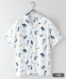 接触冷感 総柄 アロハシャツ レーヨン100％ オープンカラー 開襟 ストリート モード カジュアル 夏服  UNIIT ユニット