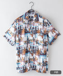 接触冷感 総柄 アロハシャツ レーヨン100％ オープンカラー 開襟 ストリート モード カジュアル 夏服  UNIIT ユニット