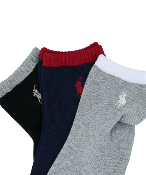 ワンポイントロゴ　履き口 配色 クォーター ソックス 3足組 POLO RALPH LAUREN ポロ ラルフローレン レディース