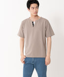 快適ファンクション ストレッチ速乾 イージーケア ドライリップルネックデザインTシャツ